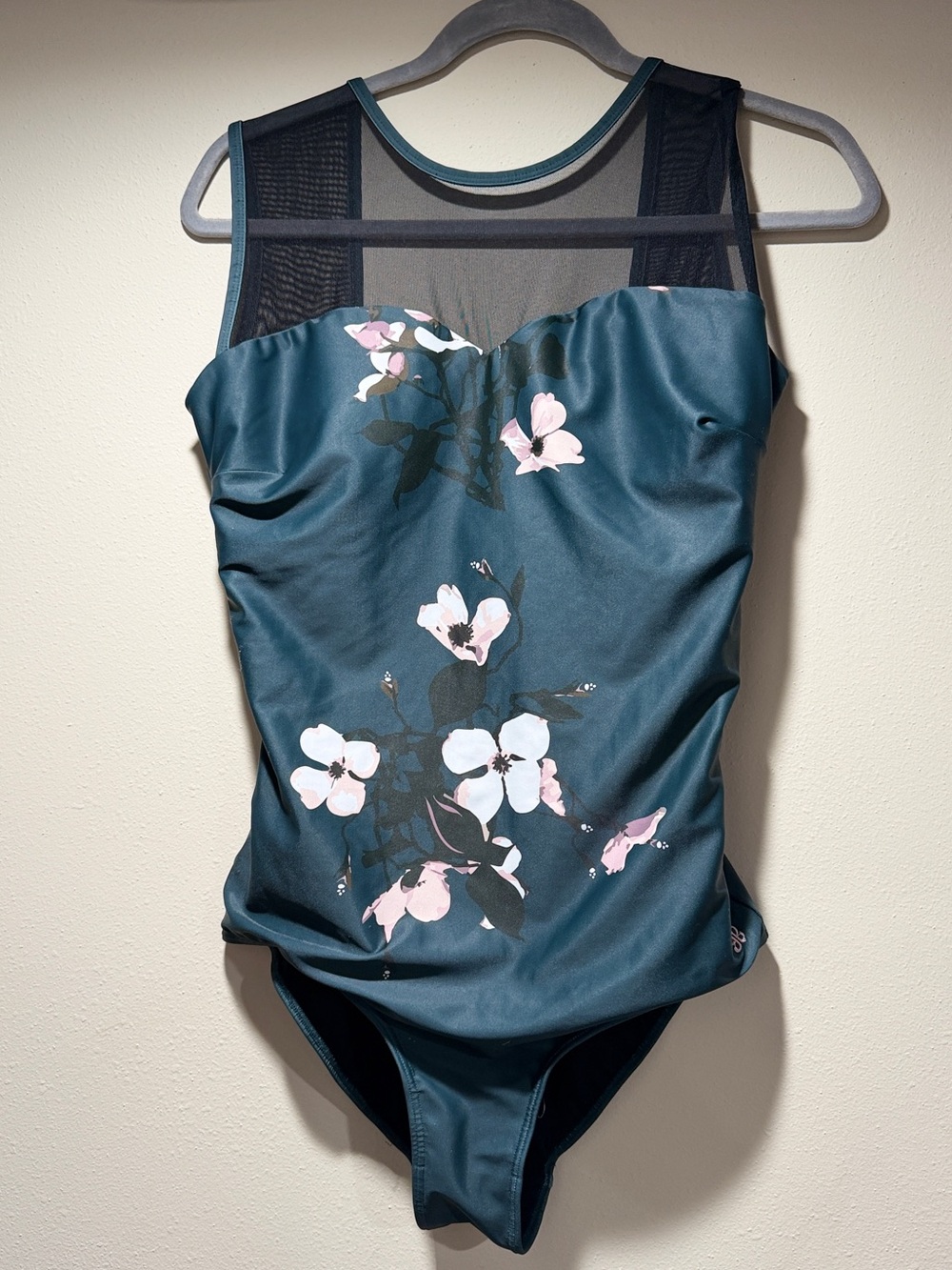 ALBION The Maria One Piece Dark Green Floral Mesh One Piece Swimsuit Large